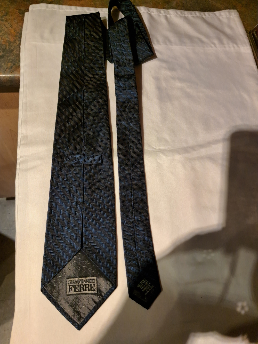 Gianfranco Ferre Navy and Black Zigzag Silk Tie